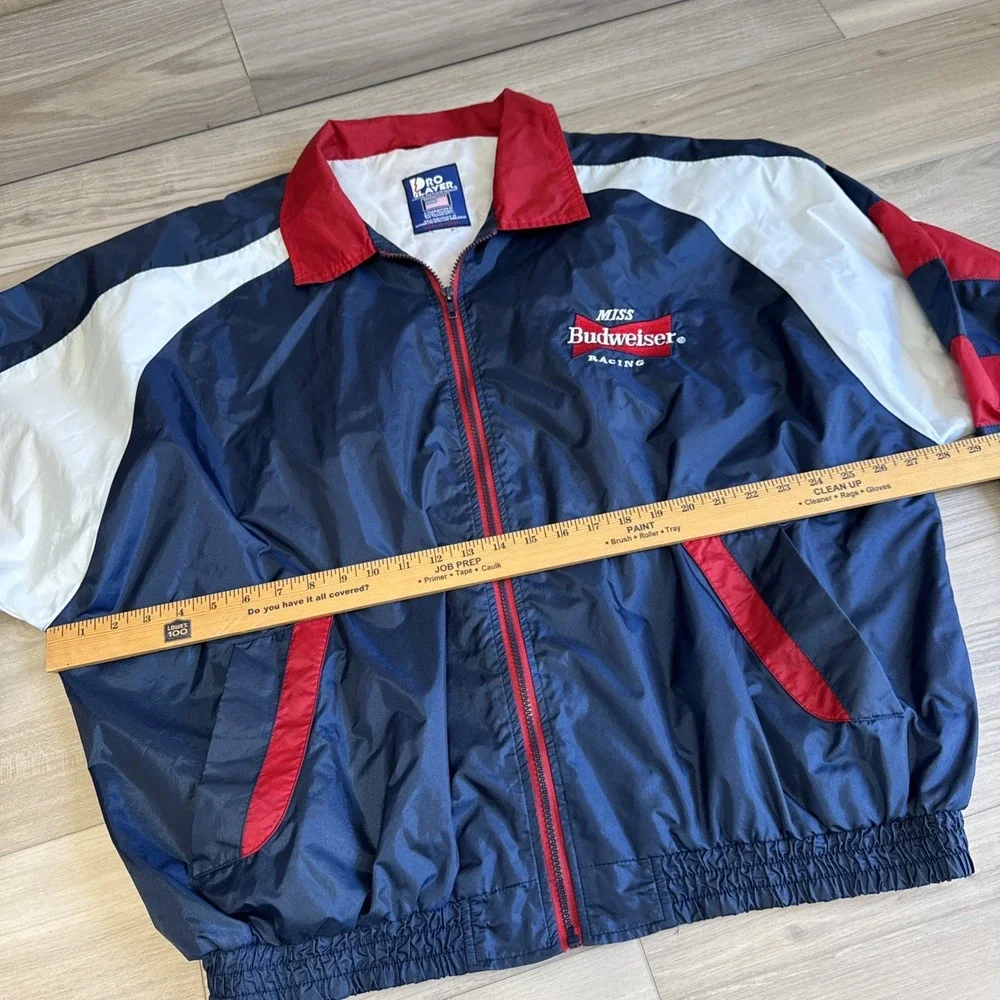 Vintage Miss Budweiser‎ Racing Pro Player Jacket Windbreaker SIZE XL Beer Promo